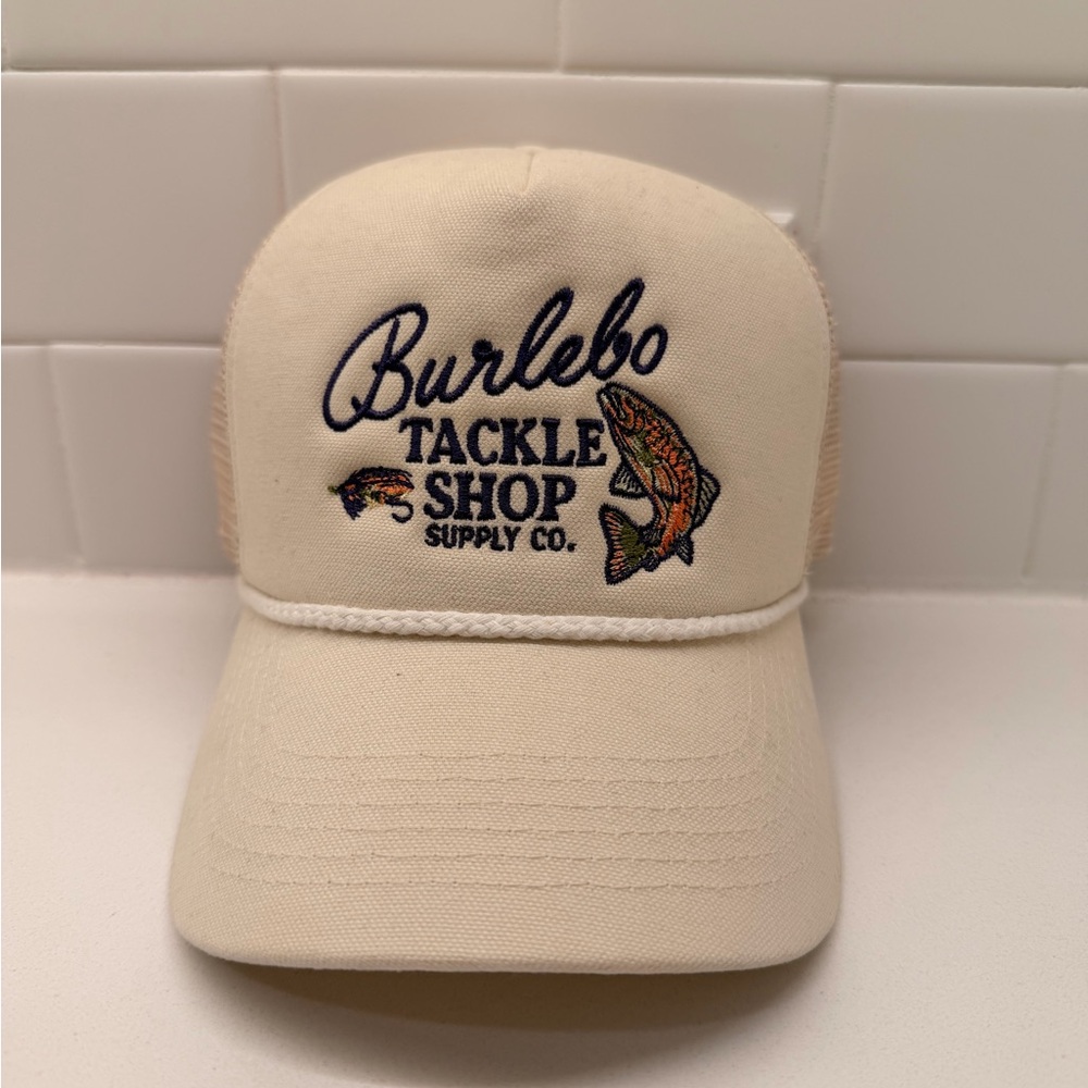 Burlebo Cream Tackle Shop Cap with Fish Design
